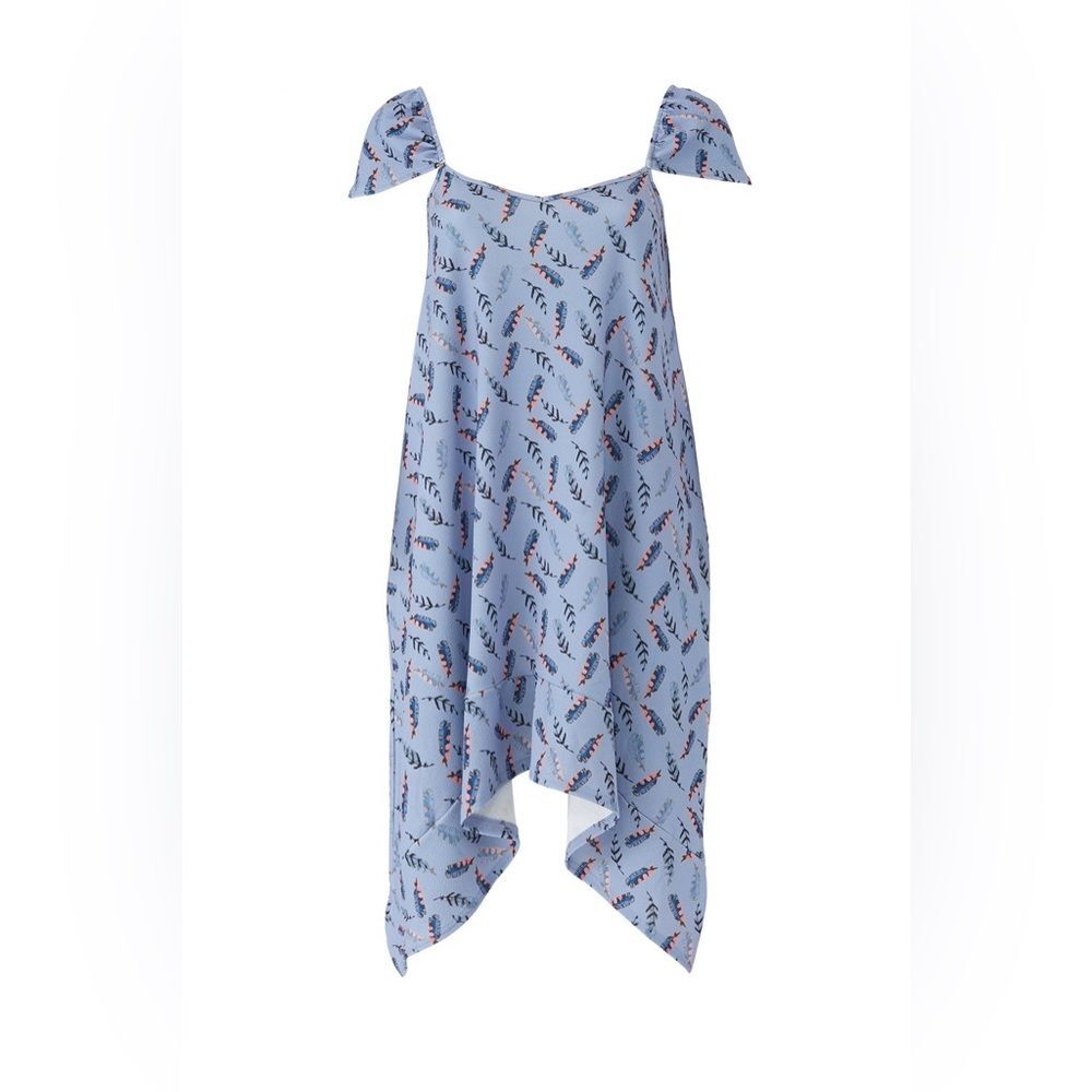 Plus size feather print dress asymmetrical
